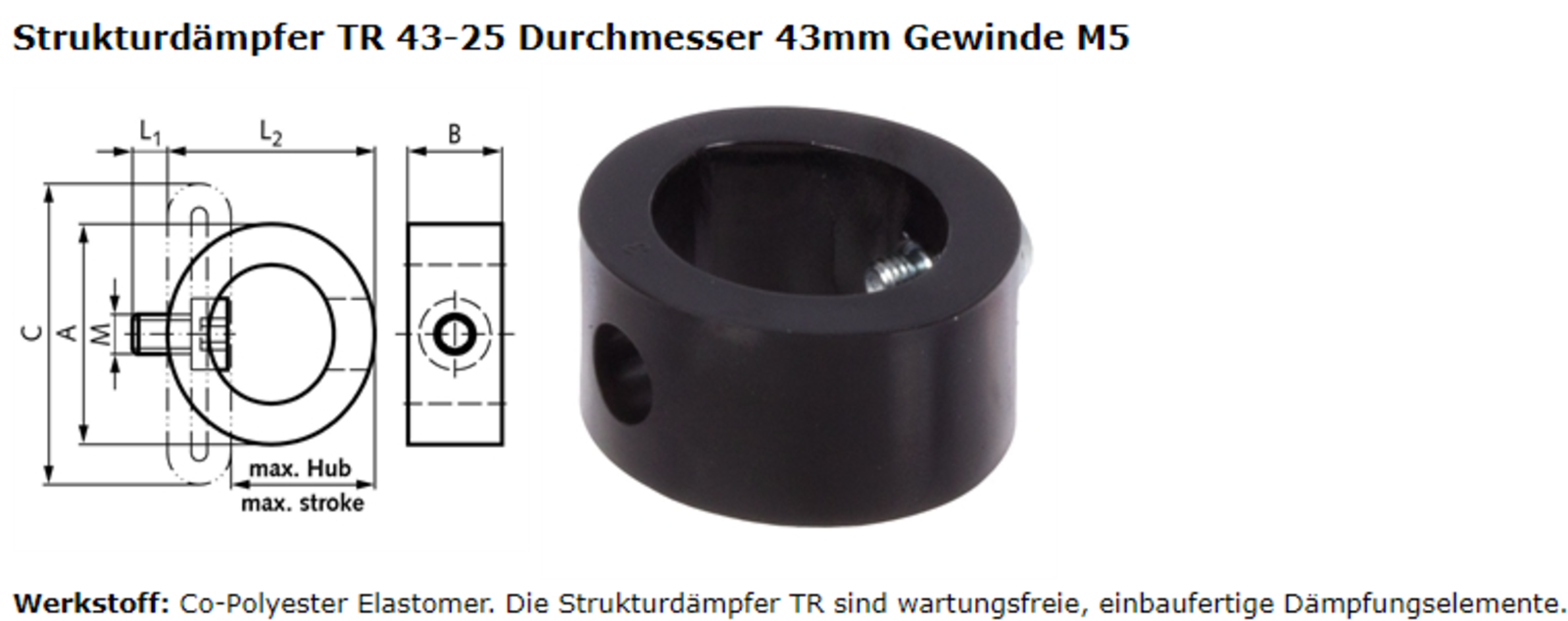 Profile damper TR 43-25 f/free-access stall ESF
